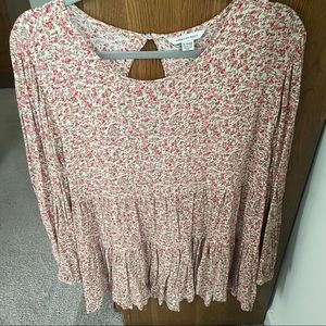 American Eagle Floral Tiered Babydoll Blouse